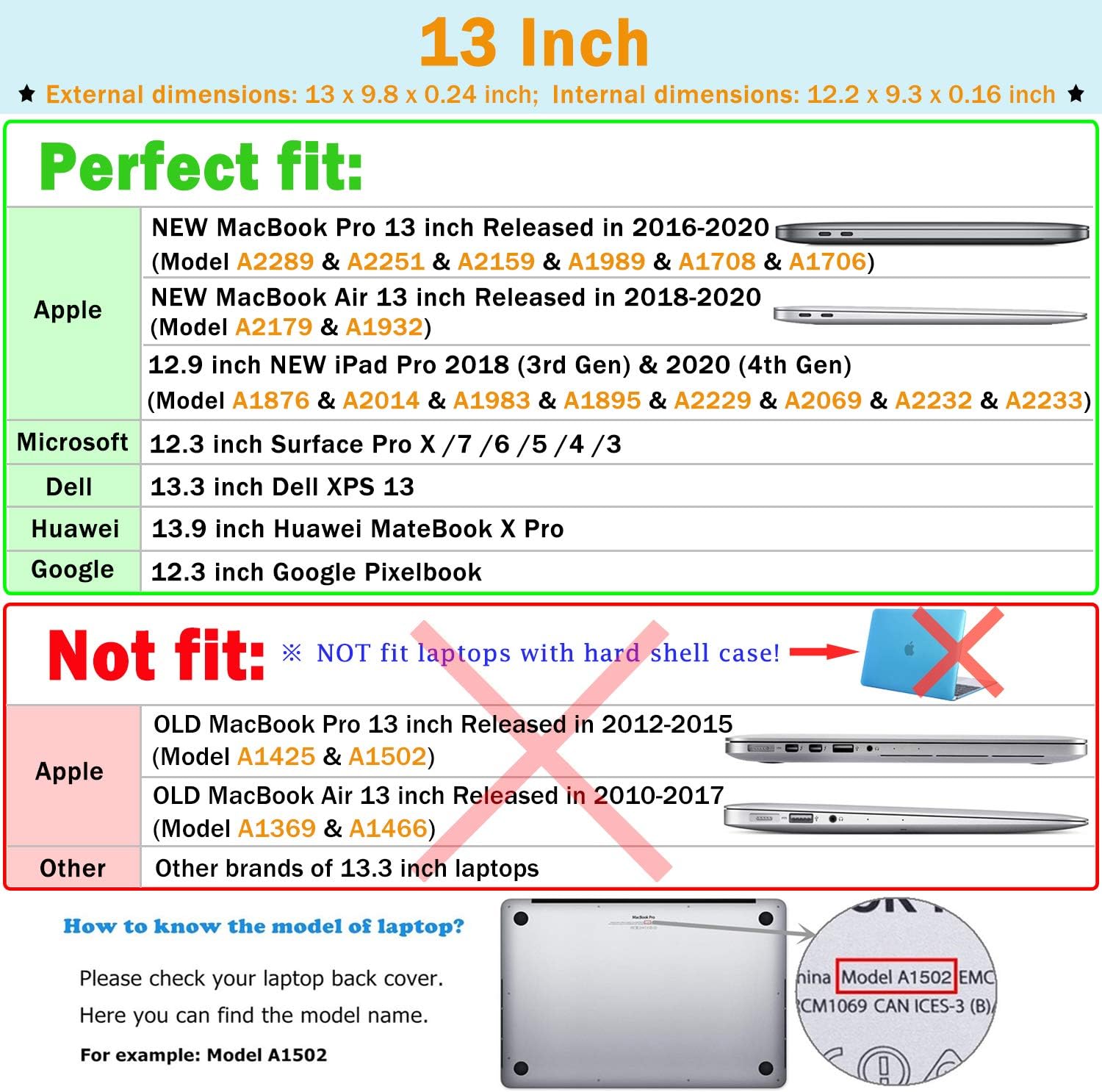 HYZUO 13 Inch Laptop Sleeve PC Case for MacBook Pro 13 M2 M1 2026-2016, 13" MacBook Neo 2026 A3404 - Image 3