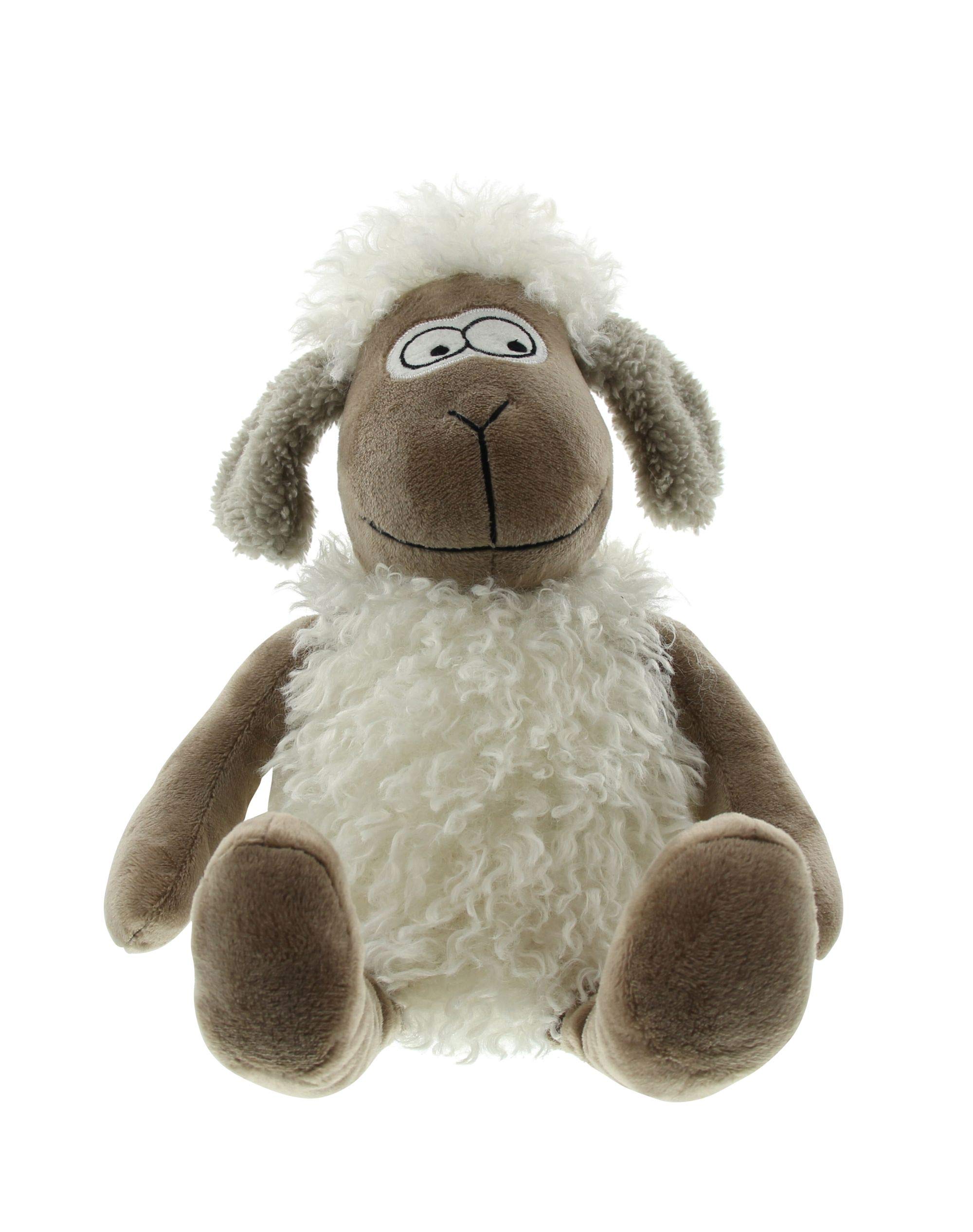 Frank Flechtwaren DOORSTOP Sheep, 100% Polyester, Braun, Fluffy Design, Heavy Sand Filling, 1 Piece