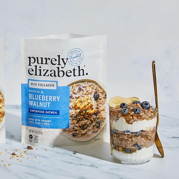 PURELY ELIZABETH, OAT BLUEBERRY WALNUT COLLAGEN POUCH, 8 OUNCE