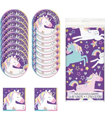 Unique Party- Assiettes en Carton Écologiques-23 cm-Fête à thème de Licorne- Paquet de 8, 72495EU, Multicolour Unique Party- Assiettes en Carton Écologiques-23 cm-Fête à thème de Licorne- Paquet de 8, 72495EU, Multicolour