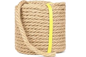 Yetlunsion Jute Rope Heavy Duty 1/2-Inch by 100-Feet Natural Hemp Rope, Twisted Hemp Rope for Crafts, Gardening, Bundling, Railings, Home Decorating