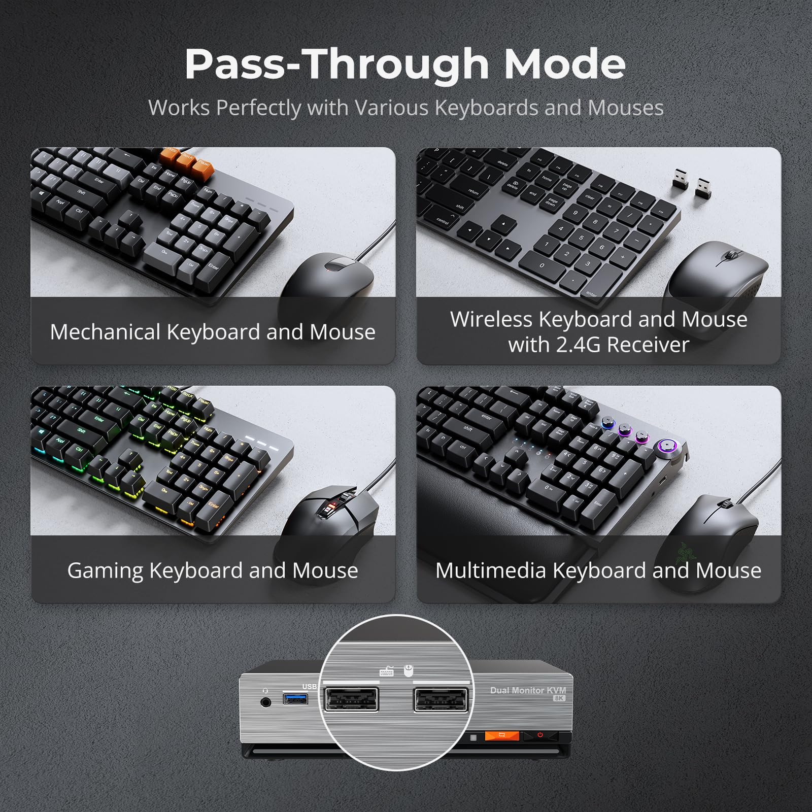 TESmart 8K@60Hz HDMI KVM Switch 2 Monitors 2 Computers USB 3.0, HDMI KVM Switch Dual Monitor 4K@144Hz for Gaming Dock, Support EDID, Gigabit Network, Hotkey Switch, Audio & Mic with All Input Cables
