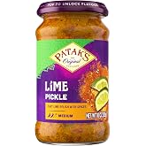 Patak&rsquo;s Medium Lime Pickle - Authentic Indian Relish w/Lime Dices, Mustard Seeds &amp; Aromatic Spices - Perfect for Sandwiches, Curries &amp; Cold Meats - Indian Pickle - 10oz Jar (Pack of 1)