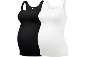 PACBREEZE Women's Maternity Tank Top U-Neck Sleeveless Pregnancy Basic Clothes Vest, S-XL