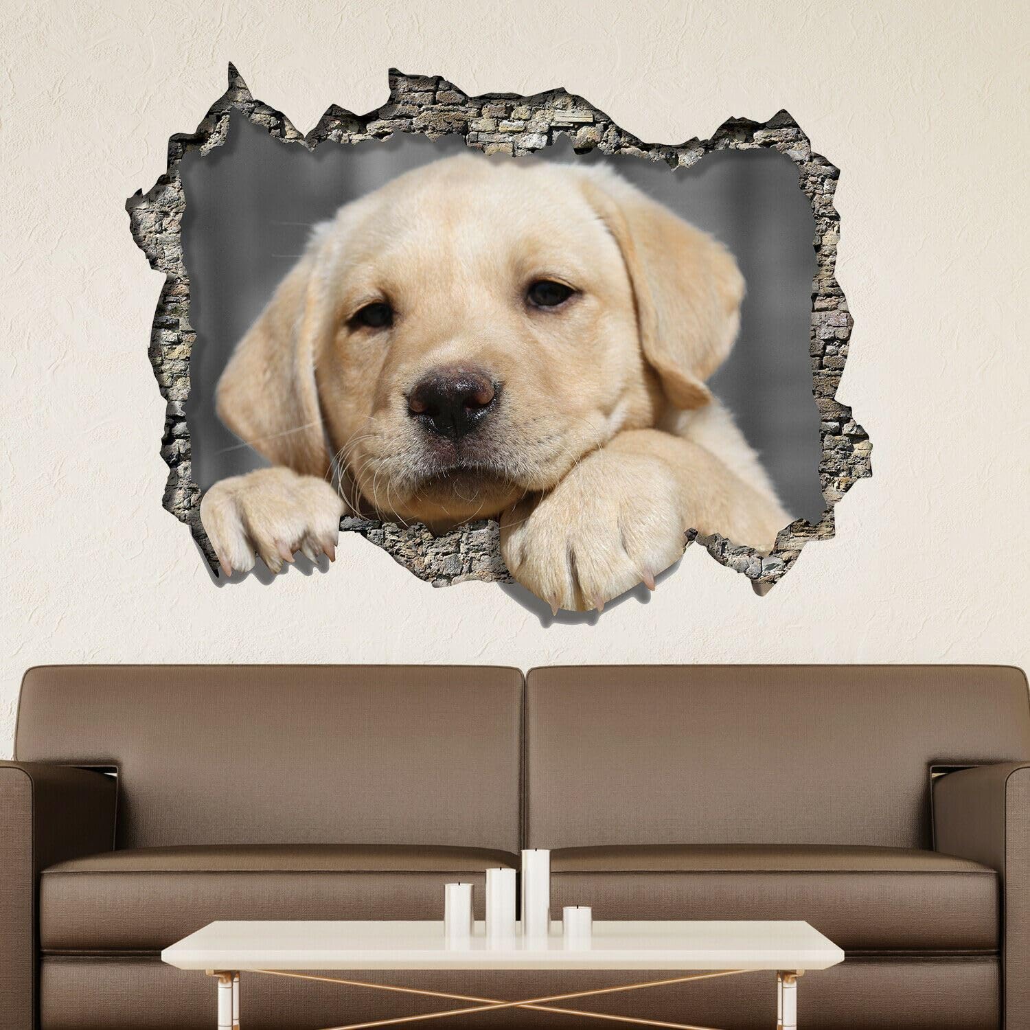 Wallflexi Wall Stickers View Through The 3D Wall - Dog Wall Art Murals Removable Self-Adhesive Decals Nursery Kindergarden Kids Room Restaurant Cafe Hotel Office Home Decoration, multicolour