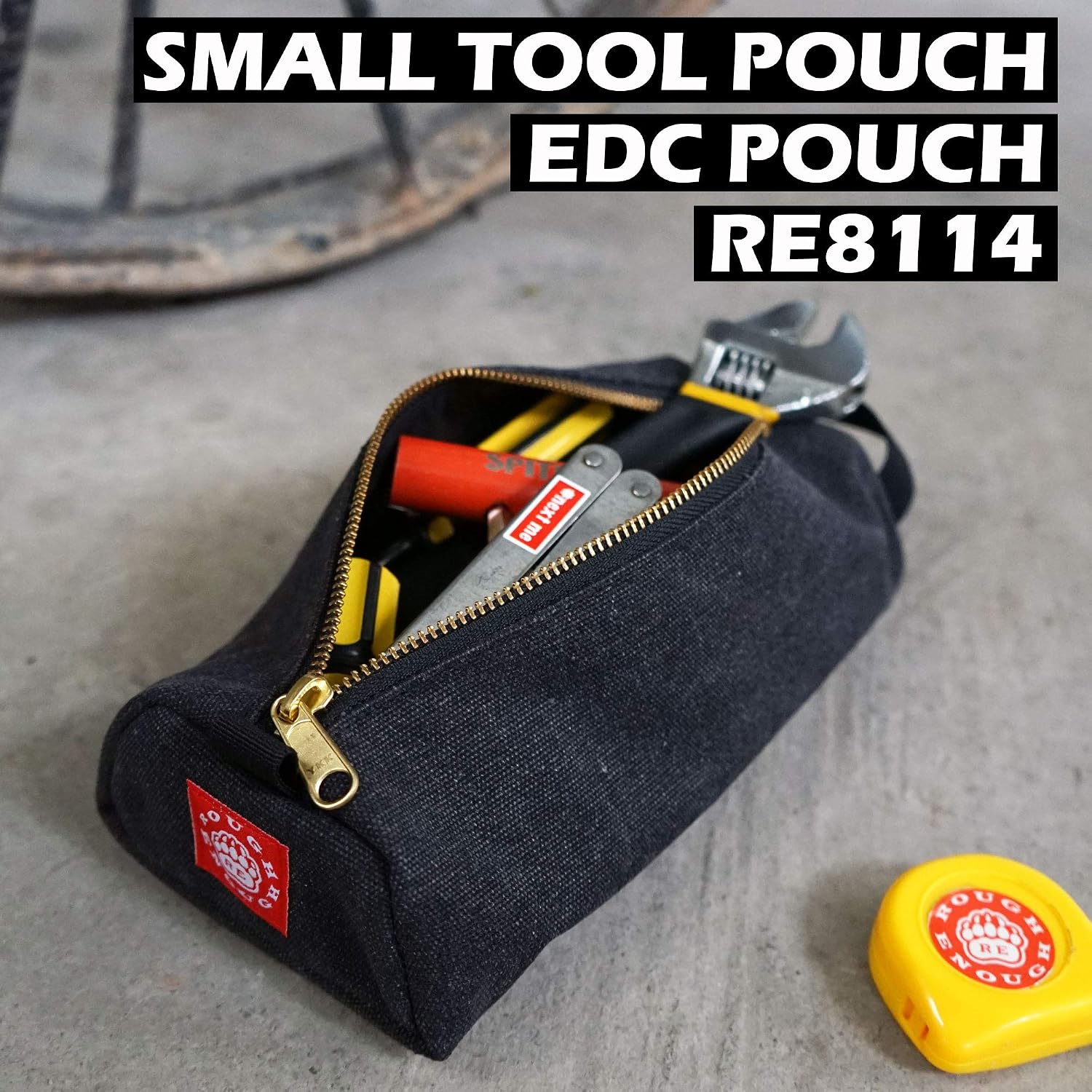 ROUGH ENOUGH Military Highly Heavy Duty Canvas Mufti-Functional Classic Vintage Stationary Small Tool Pouch Pencil Case Durable Pen Bag Zipper Box Holder For Arts Supply Pens Pencils School Supplies - Image 3