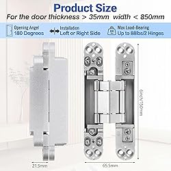 Hawaminent Upgraded Invisible Door Hinges 2 Silver