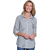 MULTIPLES Womens Clothing | Roll Tab Long Sleeve Button Front Hi-Lo Shirt | Dressy & Casual Clothing for Women