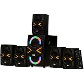 Acoustic Audio by Goldwood 5.1 Speaker System 5.1-Channel with LED lights and Bluetooth Home Theater Speaker System, Black (AA5210)