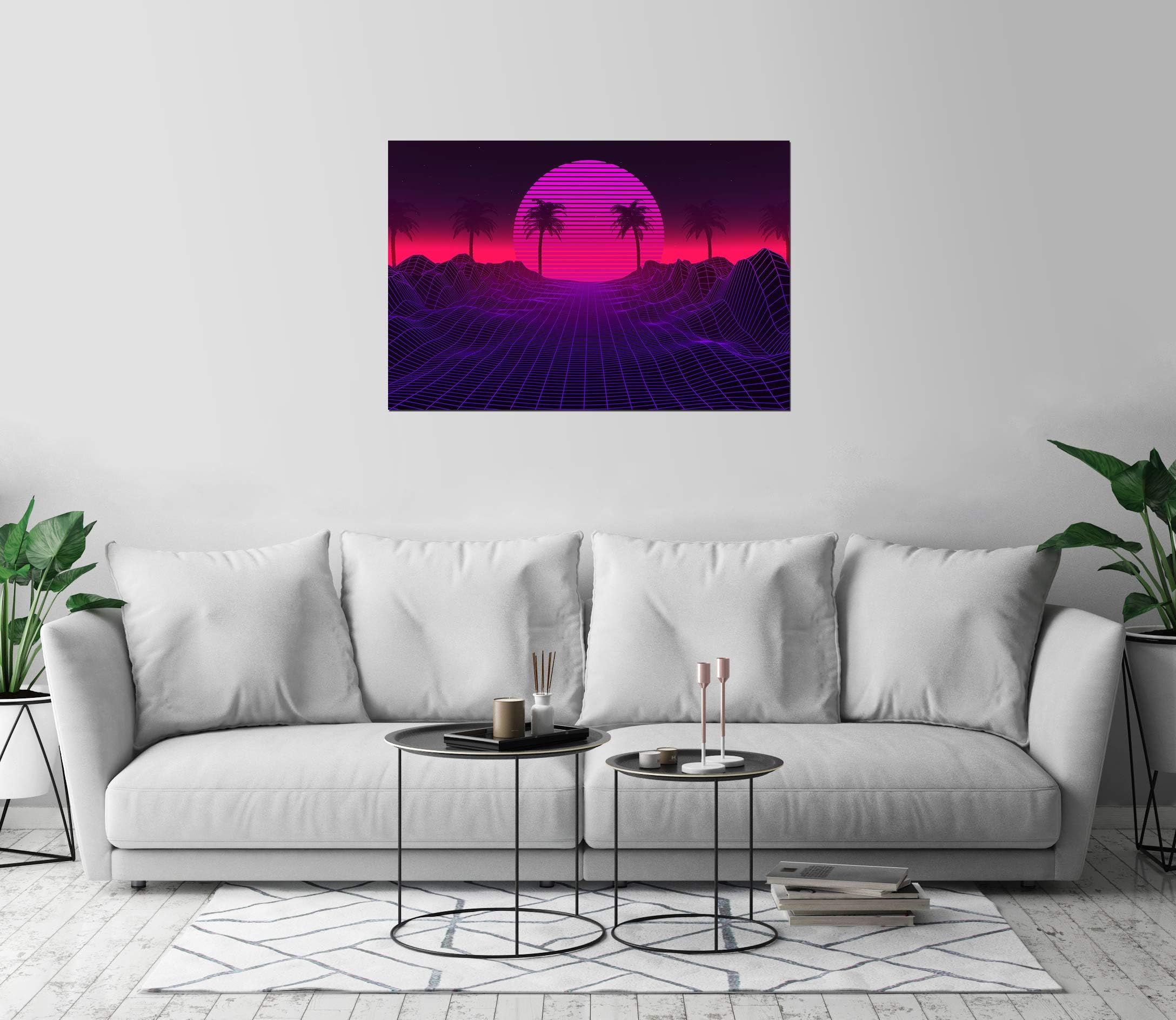 3D Illustration Synthwave Retrowave Music Art Print Wall Decor Image - Unframed Poster 24 x 36 - L