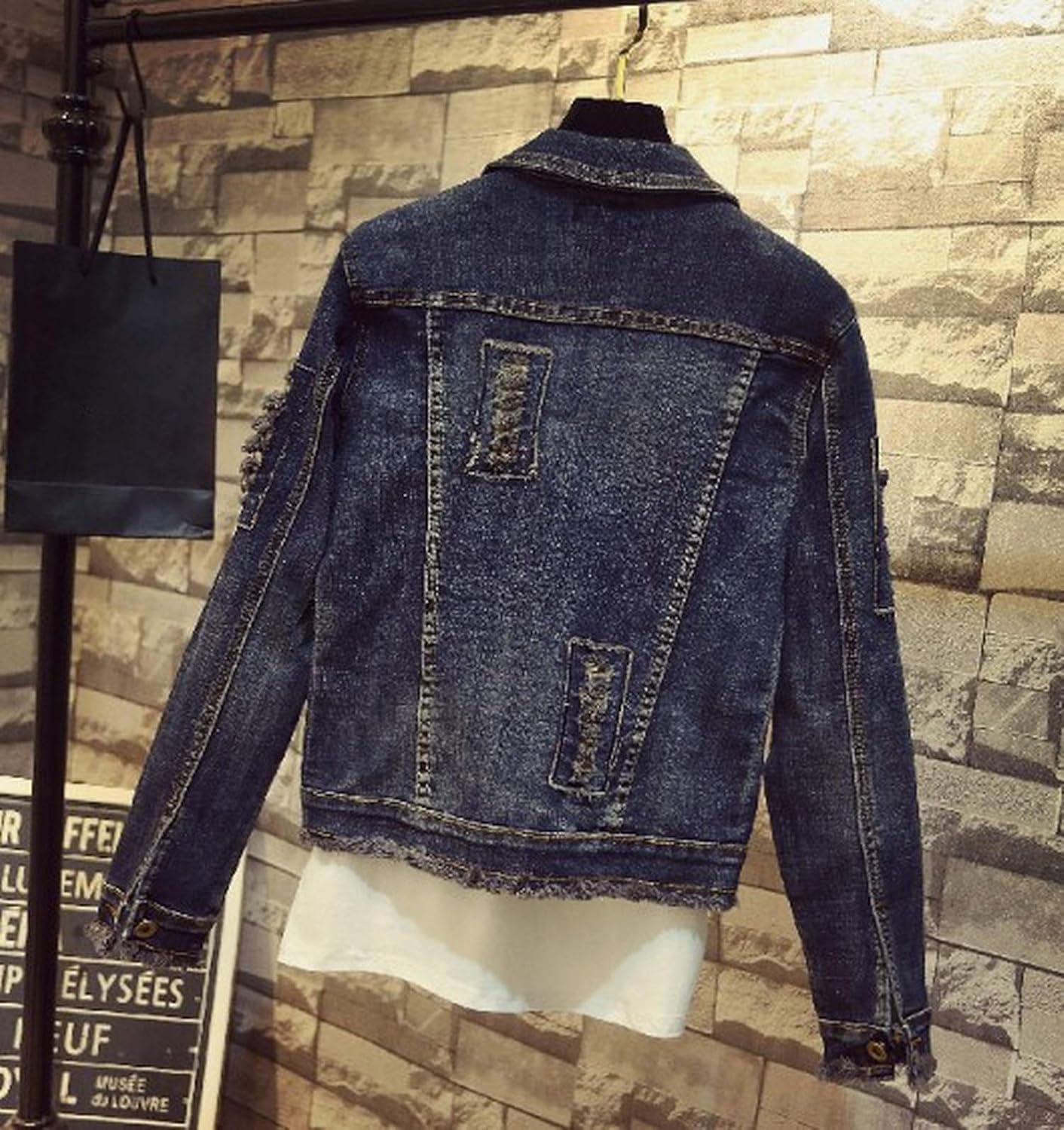 jean jacket with red roses