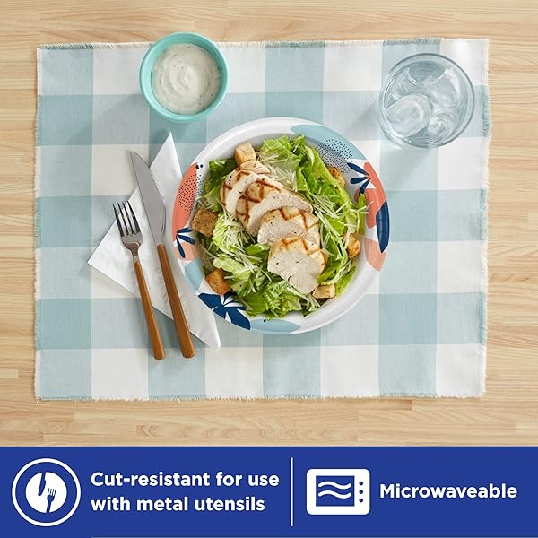 DIXIE MEDIUM PAPER PLATES, 8.5 INCH, 90 COUNT, 2X STRONGER*, MICROWAVE-SAFE, SOAK-PROOF, CUT RESISTANT, DISPOSABLE PLATES FOR EVERYDAY BREAKFAST, LUNCH, & DINNER MEALS