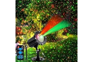 Laser Projector Lights Outdoor, Moving Starry Lights Show with Red, Green Laser Projection, RF Control, IP65 Design for Chris