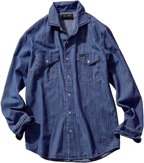 Amazon ナノユニバース Wrangler ラングラー 別注 シャツ ワンピース カラー ウエスタン ドレスシャツ メンズ S ブルー シャツ 通販