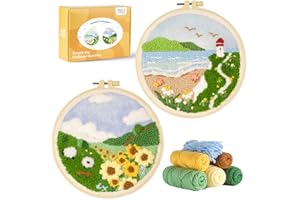 MOREJMTT Punch Needle Kits Adults Beginner,Embroidery kit for Beginners,Punch Needle kit for Beginners, Includes All Tools and Materials,Easy to Follow Instructions and Videos(Spring is in Full Bloom)