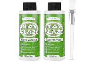 SEVENWELL 240ml Air Dry Clay Glaze, Gloss Clay Varnish Prevent Clay from Surface Wear, Cracking, Scratches, Sealer for Air Dry Clay, Polymer Clay, ResinCrete, Pottery, Acrylic Paint