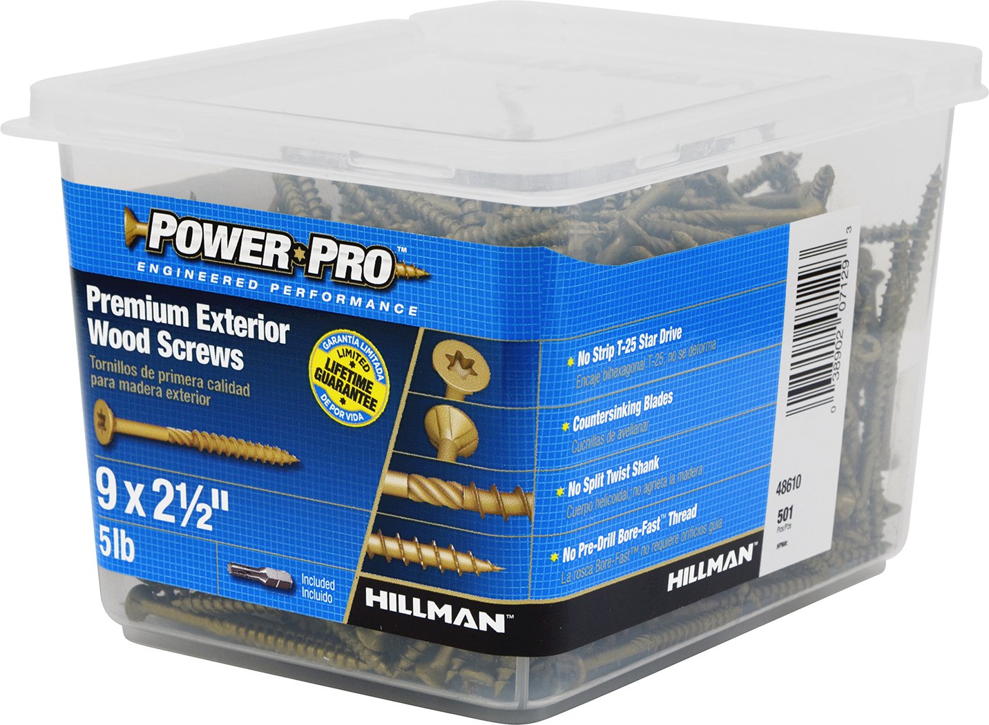 Hillman 48610 Power Pro Premium Exterior Wood Screw, 9 X 2 1/2Inch