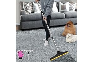 B-Land Carpet Rake for Pet Hair Removal, Reusable Pet Hair Remover with 60” Adjustable Long Handle, Carpet Scraper Dog Cat Hair Remover Tool for Rugs, Mats