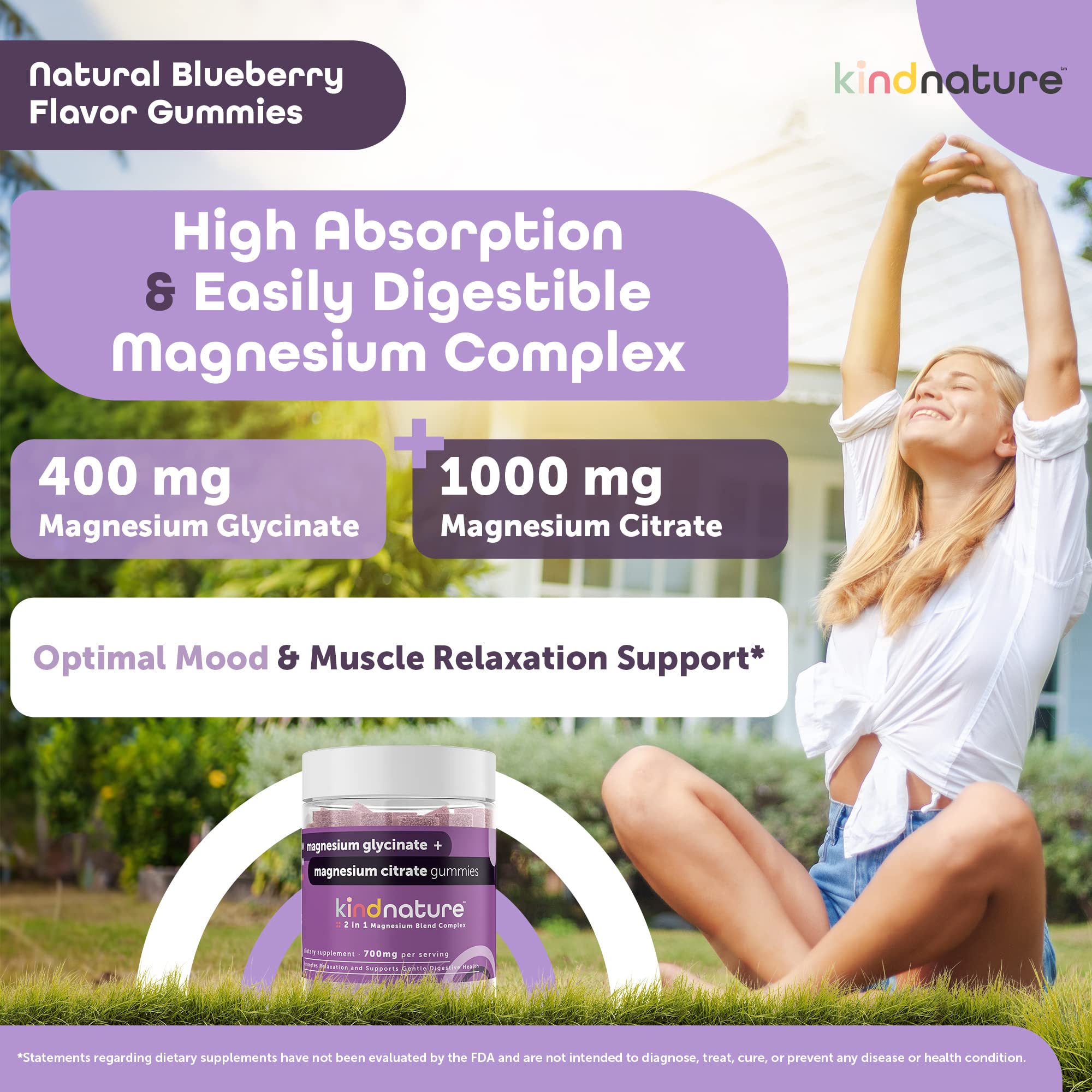 kindnature Dual-Pack: Myo-Inositol & D-Chiro Gummies for Women’s Health & High Absorption Magnesium Gummies for Calm & Sleep