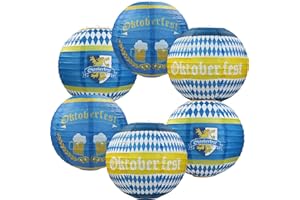 LAIRYAN 6 Pieces Oktoberfest Hanging Paper Lanterns Decorations - Oktoberfest Party Hanging Decorations Supplies for German Bavarian Beer Festival Theme Party