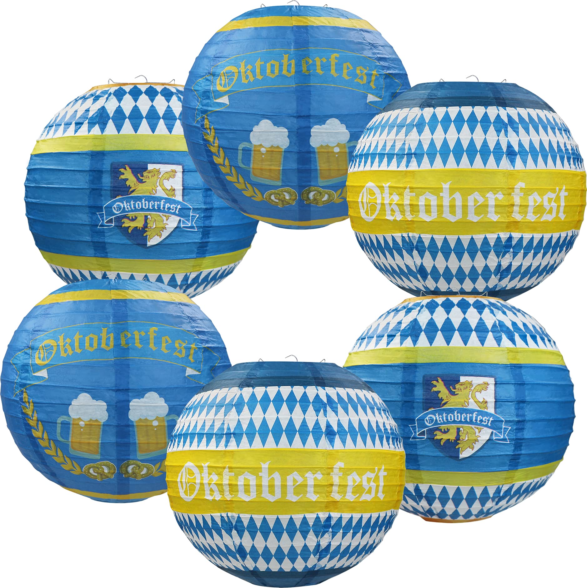 Photo 1 of 6 Pieces Oktoberfest Hanging Paper Lanterns Decorations - Oktoberfest Party Hanging Decorations Supplies for German Bavarian Beer Festival Theme Party