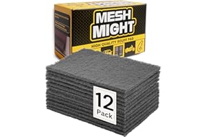MeshMight 12-Pack 6"x9" Non-Woven Scuff Pads - Gray P800 - Aluminum Oxide Abrasive for Scouring, Sanding, Paint Primer Prep - Automotive, Auto Body, Woodworking, Surface Preparation (Gray)