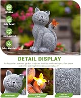 Goodeco Cat Statue with Solar Lights Garden Ornament Grey 21cm view 4