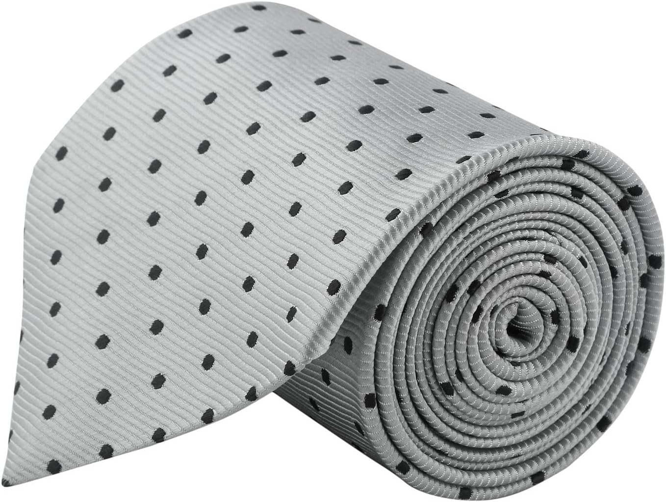 ZIRI Formal Ties For Men, Geometric Silver Grey Extra Slim Tie