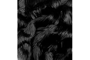 EOVEA Shaggy Faux Fur Fabric by The Yard – 60” Wide | Fluffy, Soft Fake Fur Material for Sewing, Crafts, Costumes, Upholstery & Home Decor | Long Pile Plush Fabric(Black,Half Yard)