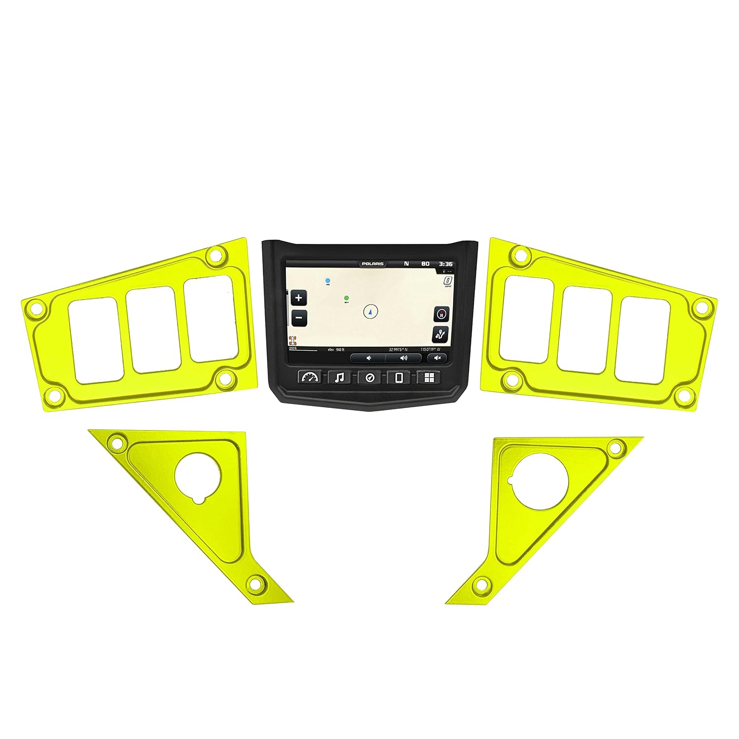 STV Motorsports 2017-2018 Polaris RZR XP 1000 RIDE COMMAND Custom Switch Dash Panel Plates - 100% MADE in USA (short kit, lime)