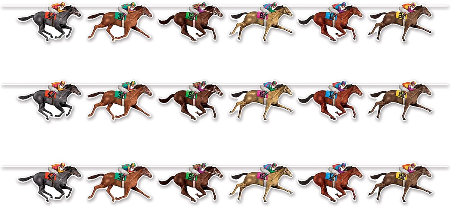 Beistle Pferderennen Luftschlangen – 3 Stück, Je 26,7 Cm X 1,8 M – Bunte Partydekoration Für Derby-Day