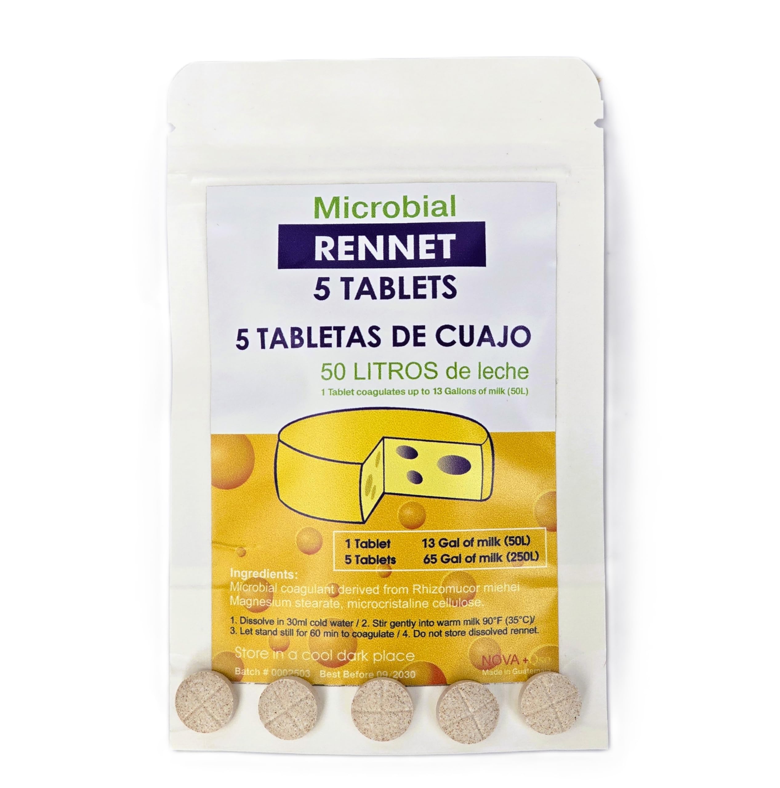5 x Cuajo RENNET Tablets For Any Type Of Cheese 5 Tablets Use 1 Tablet For 50Litres Of Milk