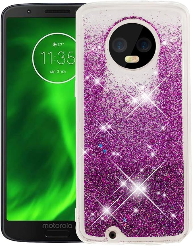 Amazon Motog6 携帯電話ケース Motorola Moto G6カバー グリッター キラキラ ガーリー バンパー Moto6g 6g 5 7インチ パープル ケース カバー 通販