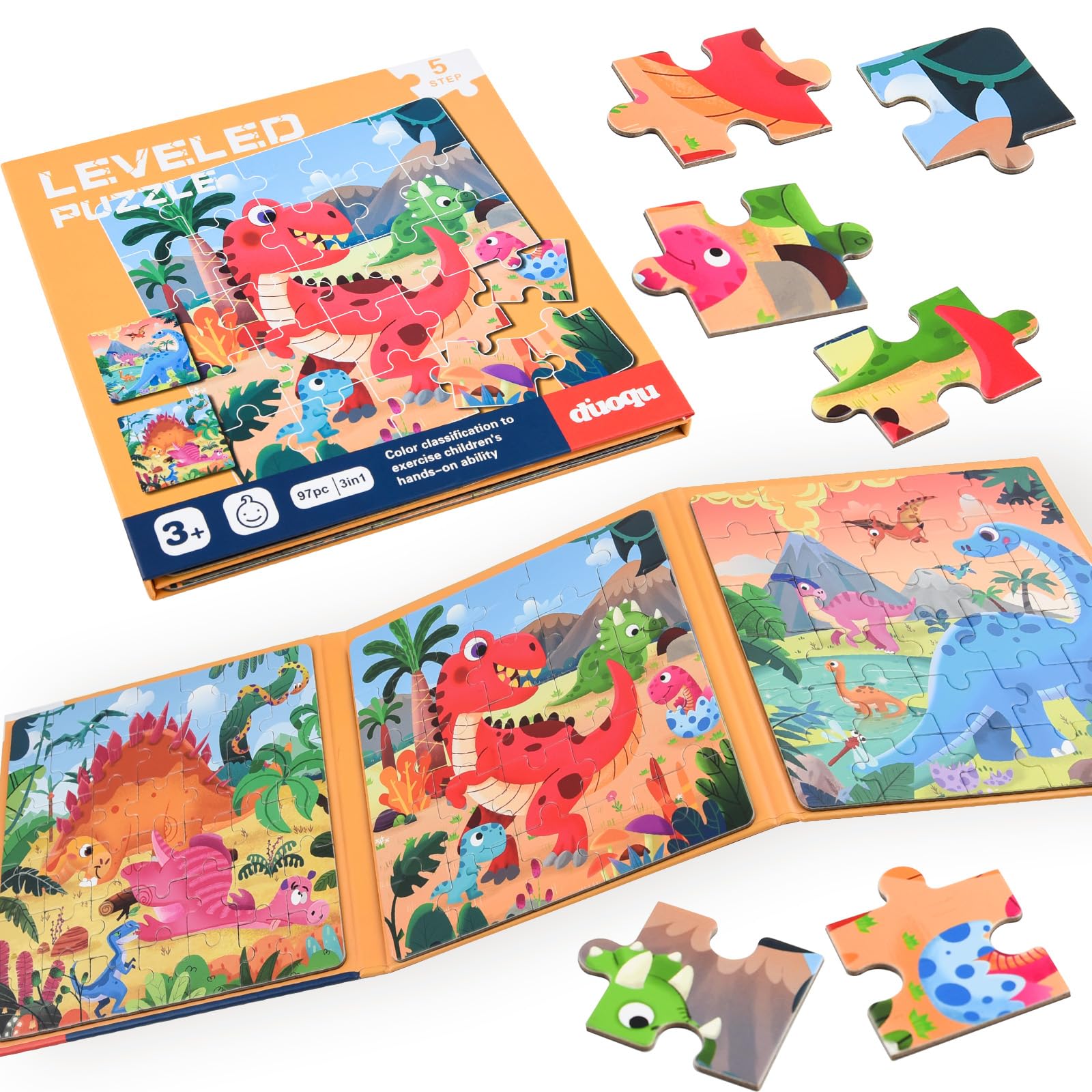 ASTARON Dinosaur Magnetic Puzzles for Toddlers, Educational Travel Toys Car Plane Activities For Kids, 25-30-42 pieces Learning Magnet Puzzles for Road Trip, Kids Birthday Gifts