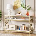 Tribesigns 3-Tier Console Table, 55 inch Sofa Table with Open Storage Shelves, Narrow Long Hallway/Entryway Table with Faux M