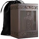 KCLROEO Wooden Cross Cremation Urn – Urns for Human Ashes, Urn for Ashes Adult Male, Unisex Memorial Funeral Burial Urn Box, Holds up to 230 lbs