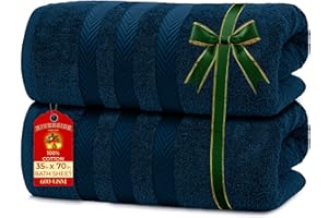 RIVERSIDE Pack of 2 Extra Large Bath Sheets 35 x 70 Inches - 100% Ring Spun Cotton Hotel Quality Oversized Bath Towels - Super Soft, Highly Absorbent & Quicker to Dry - Blue Opal