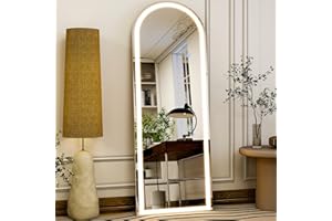 GLSLAND 20"x56" Arched LED Full Length Mirror with Lights – Wall Mounted or Standing Full Body Mirror for Bedroom/Cloakroom – Dimmable with 3 Color Lighting Modes