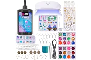 LET'S RESIN Jewelry Making Kit - 153Pcs Crystal Clear 250g UV Resin with UV Lamp,Jewelry Resin Molds, Starter kit for Keychain, Earring Making, Craft Decor
