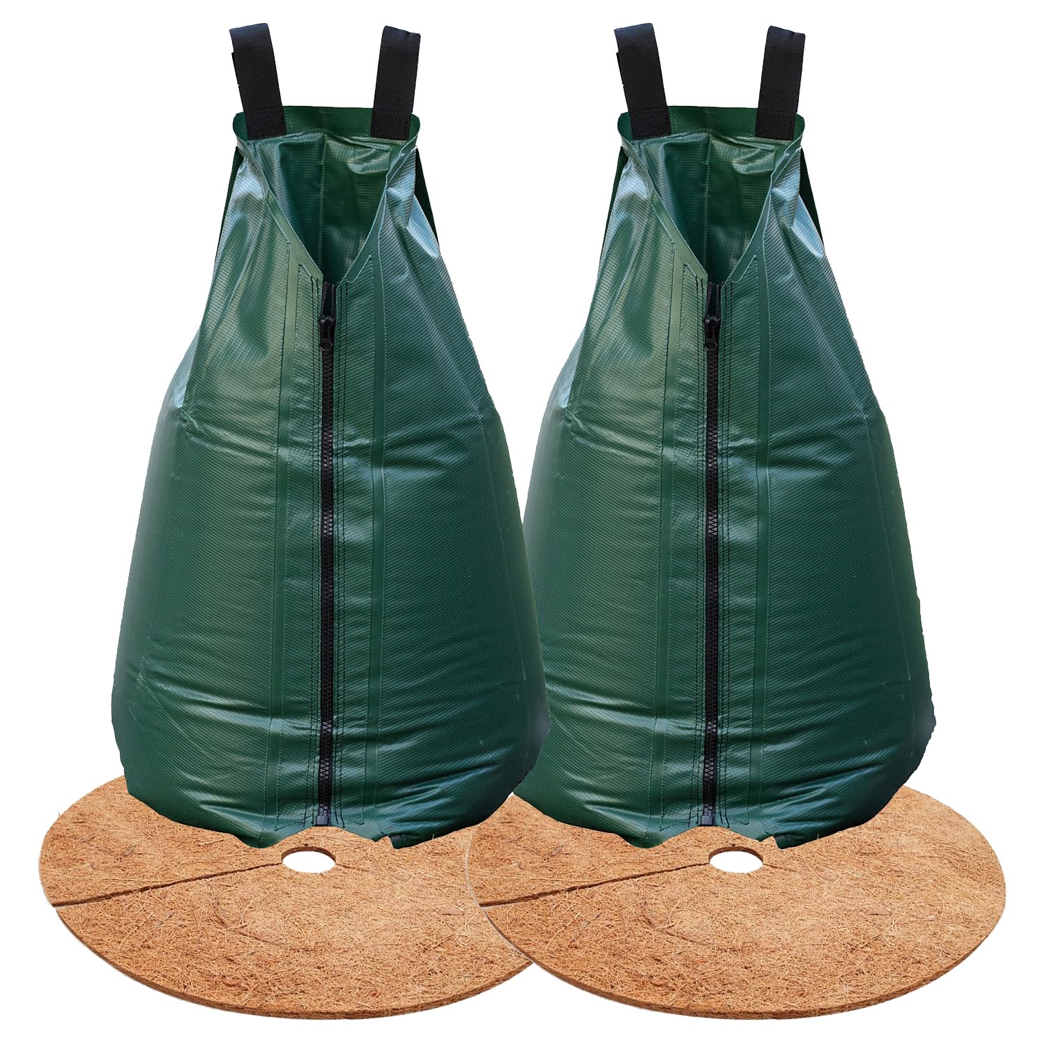 Photo 1 of 20gal Tree Watering Bag Slow Release with Coconut Fiber Mulch Ring, Deep Root&Slow Release&Automatic Drip Irrigation Watering System for Trees and Shrubs (2*Watering Bag +2* Mulch Mat)