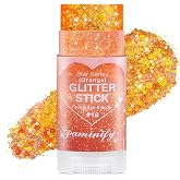 Paminify Orange Hair Glitter Stick,Body Face Glitter Stick,Waterproof Orange Spirit Day Accessories,Rave Festival Singer Concert Outfits for Women,Halloween Chunky Glitter Cosplay Makeup
