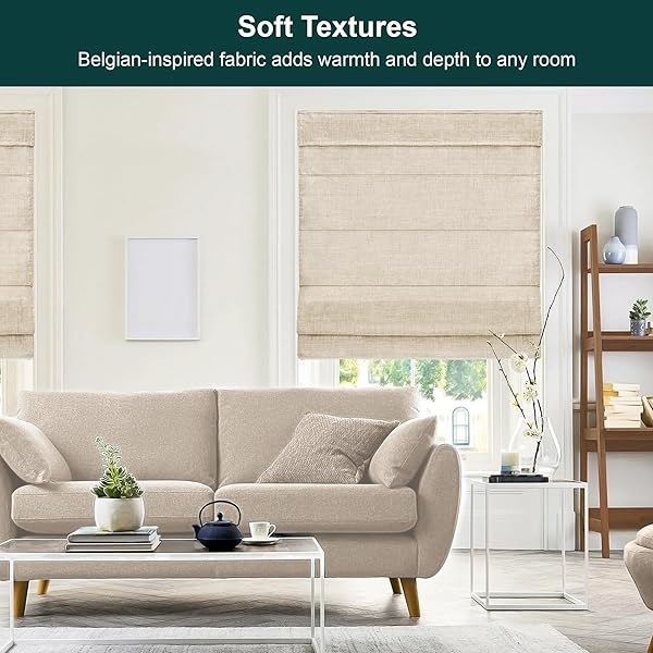 CHICOLOGY ROMAN SHADES FOR WINDOWS, WINDOW TREATMENTS, ROMAN SHADES, ROMAN WINDOW SHADES, ROOM DARKENING SHADES, WINDOW SHADES, 30″ W X 72″ H, BELGIAN FLAX (PRIVACY & LIGHT FILTERING)