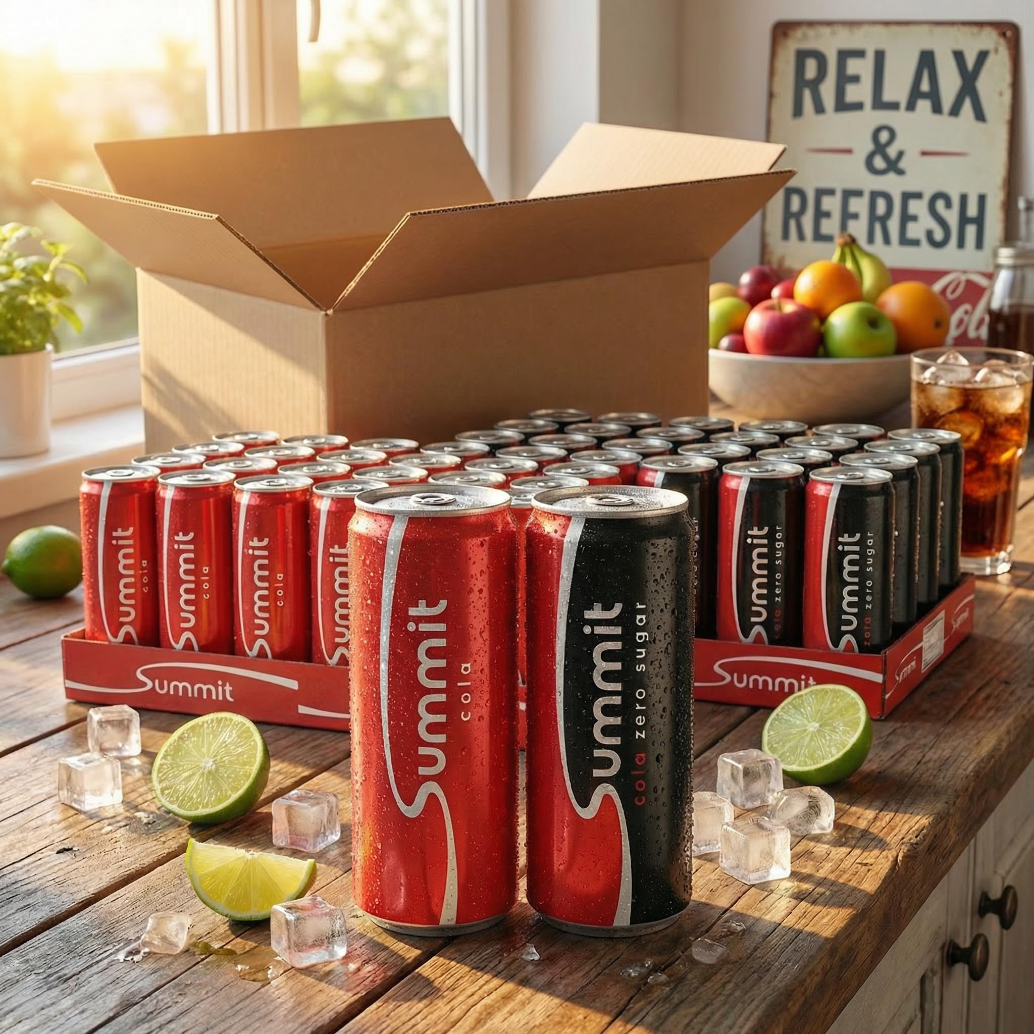 Summit Mixed Box | 48 x 250 ml Dosen | 24x Cola + 24x Cola Zero Sugar | inkl. 12,00 € Einwegpfand 2