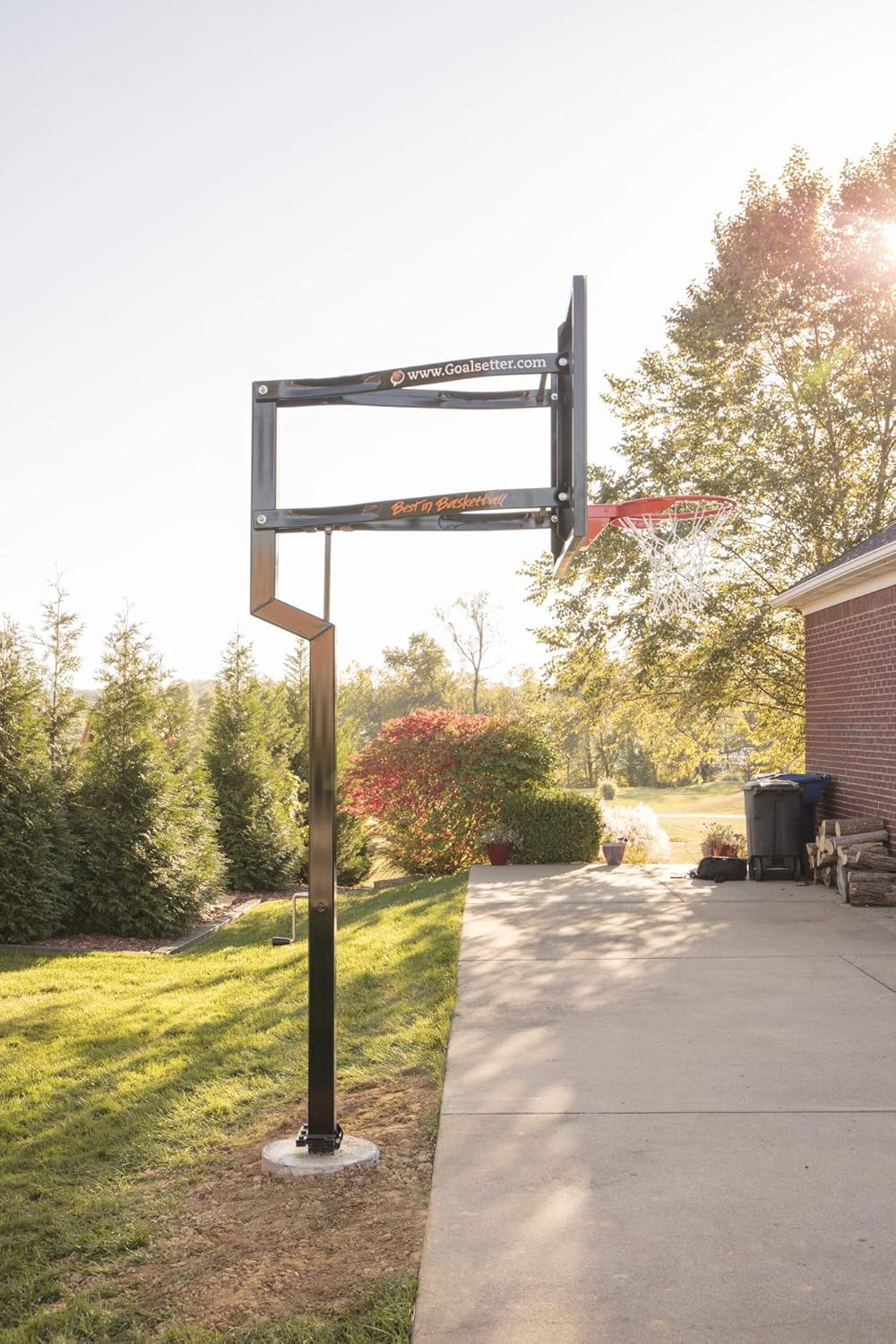 Goalsetter Contender In Ground Adjustable Basketball Hoop System with 54-Inch Glass Backboard and Single Static Rim, Black (SS44554G1W) : Sports & Outdoors