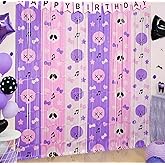 Bupelo Kawaii Birthday Decorations, 2 Pack Purple and Light Pink Birthday Party Supplies 3.3 x 6.6ft Tinsel Foil Fringe Curtains Photo Booth Props Backdrop Streamers, Dark Cute House Room Decor