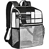 GiMiUiTo Clear Backpacks for School,17''Large Clear Backpack See Through Bookbag Heavy Duty Transparent Backpack for Boys Girls College Work,Black Sliver