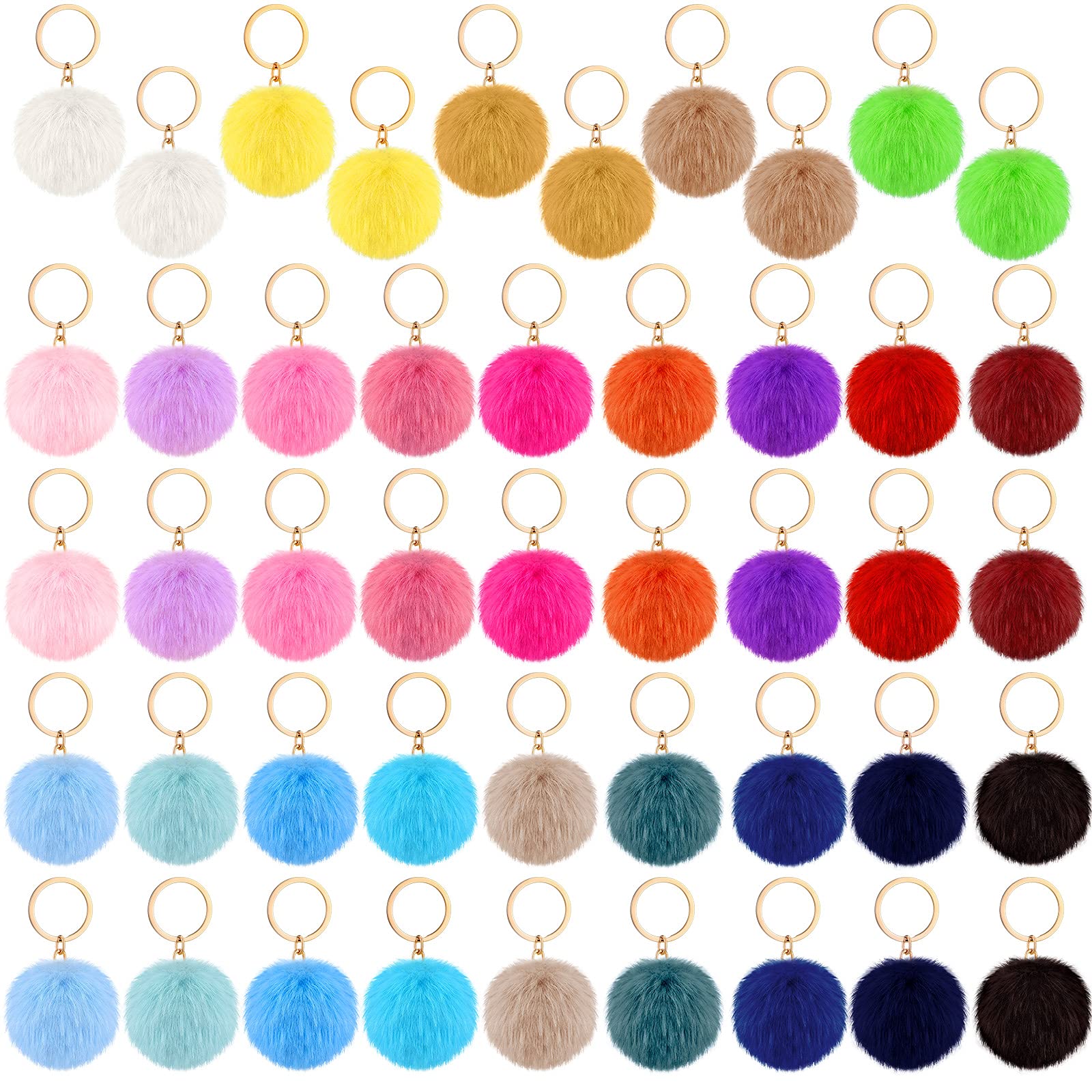 Photo 1 of **MISSING PIECES** Hicarer 46 Pcs Pom Poms Keychains Faux Fur Ball Key Rings Fluffy Rabbit Fur Pompoms Keychains for Women Bag Accessories(3.15 Inch,Multicolored)