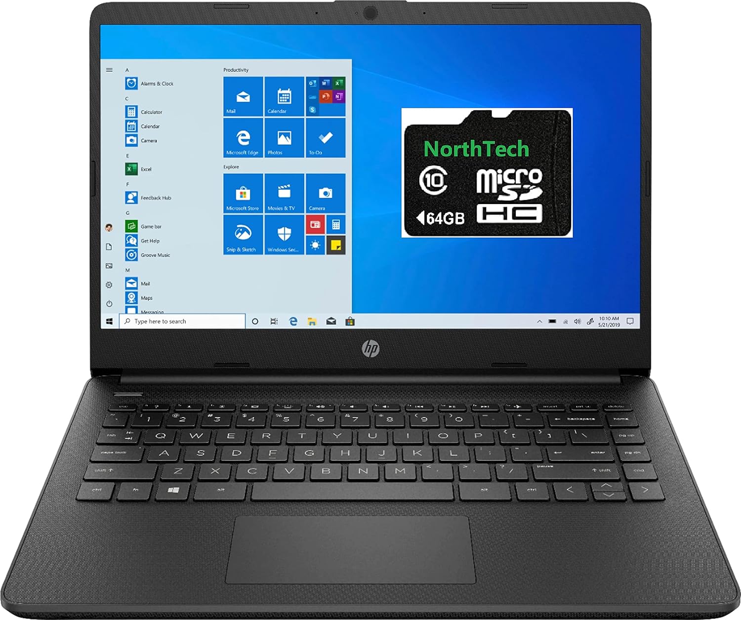 2021 Newest HP Stream 14-inch HD Laptop, Intel N4020 up to 2.8 G, 4G RAM, 128G Space(64G eMMC+64G NorthTech SD), WiFi, Webcam, Bluetooth, HDMI Windows 10 S, Office 365 Personal for 1 Year, Jet Jack