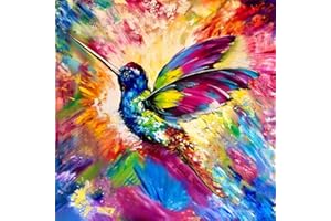 SOTYIOO Diamond Painting Kits for Adults. Hummingbird Diamond Art Full Drill Round Gem Art 5D Diamond Dots Suitable Home Wall Decor 14x14inch