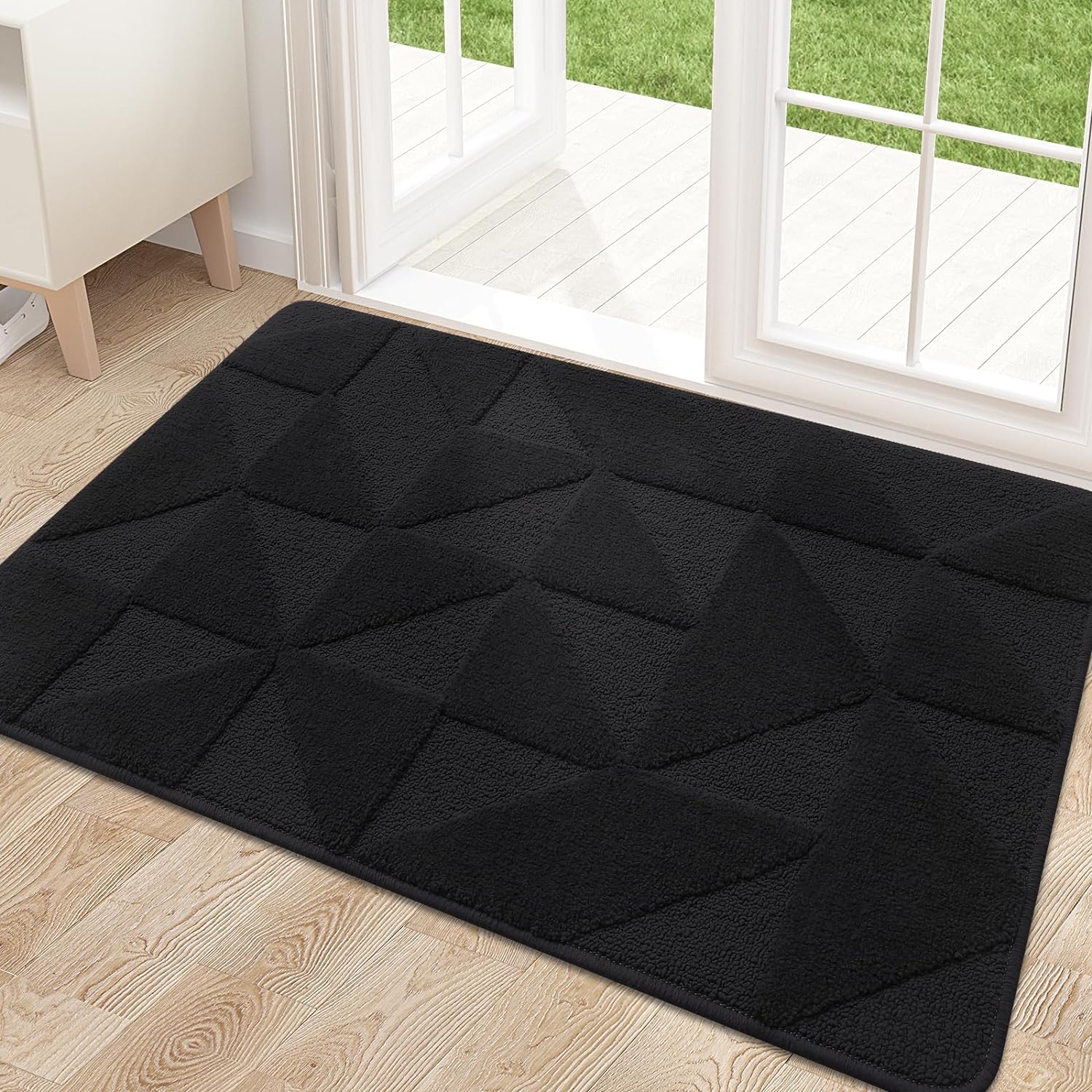Homaxy Door Mats Indoor, 60 X 90 cm, Machine Washable Inside Door Mat, Dirt Trapper Soft Doormats, Super Absorbent Entrance Rug, Non-slip Floor Mat For Front Back Door, Pets and Dogs (Black)